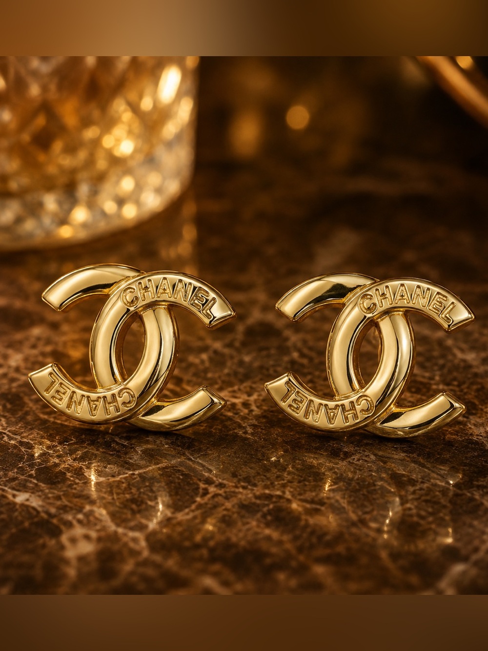 Gold Tone Interlocking Statement Stud Earrings Bold Vintage Style